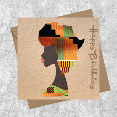Map of Africa hair card - orange kente