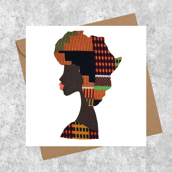 Map of Africa hair card - orange kente - Image 2