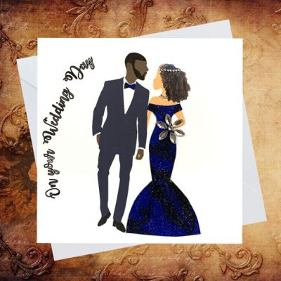 Custom colours wedding cards for black and interracial couples - NOT WHITE FABRIC