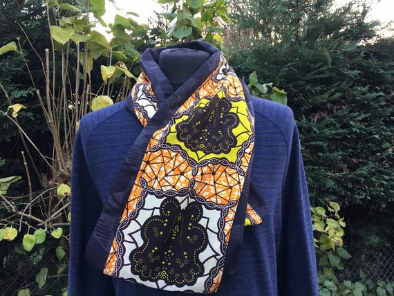 Short African ascot scarf, assorted fabrics, unisex - Image 2