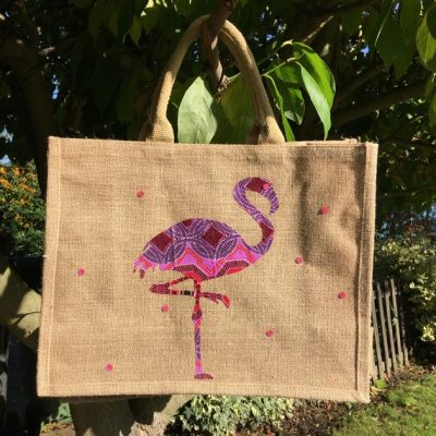 flamingo jute bag