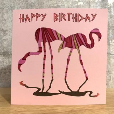 Pink gold Flamingo card