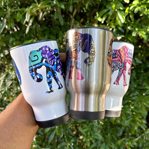 Elephant travel mug, insulated stainless steel - Image 2