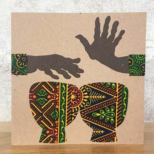 Green gold African drummer card - Image 3
