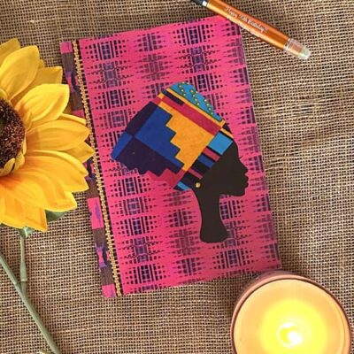 Pink Head wrap woman notebook, Lined pages