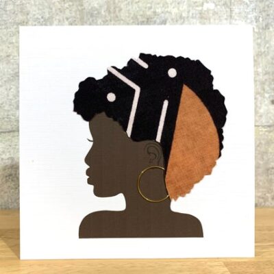 Bogolan Afro hair card, African fabric