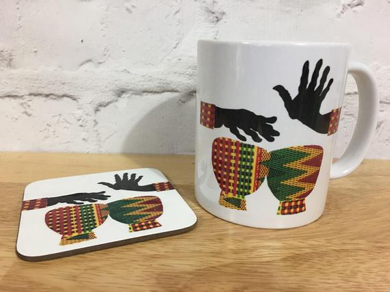 Orange green African Drummer Mug - Image 2