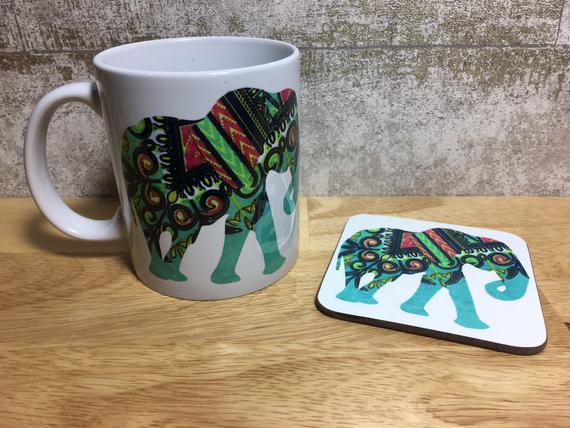 Blue green Elephant Mug - Image 6