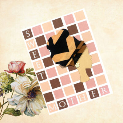 Mothers Day Card in pink & brown block design