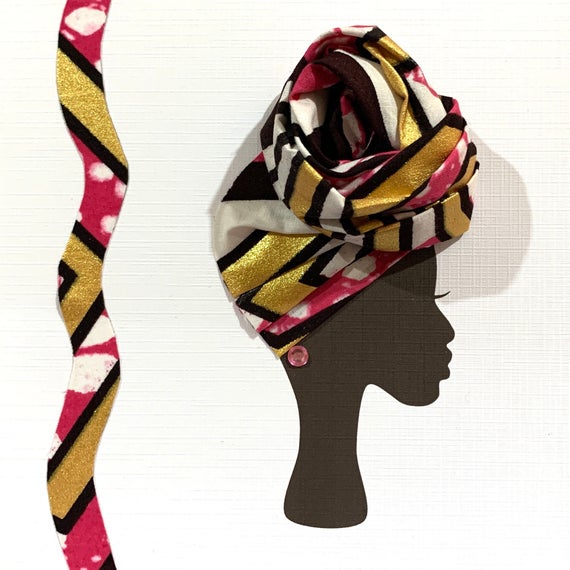 Pink Gold front knot headwrap card - Image 5
