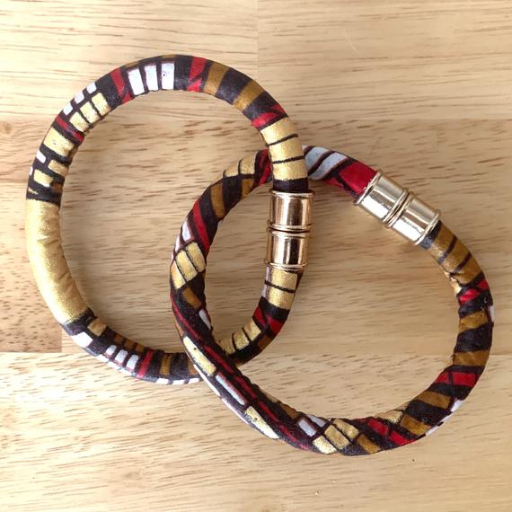 African fabric bracelets with gold magnetic clasp - Image 6