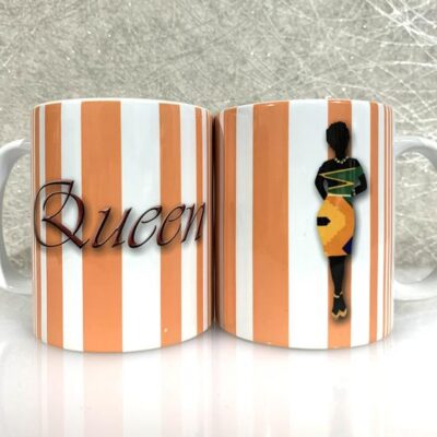 Orange stripe queen mug - can be personalised