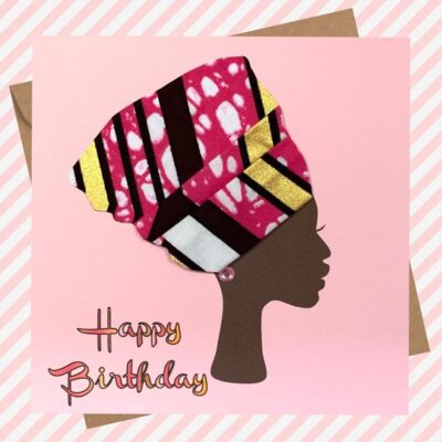 Pink gold gele headwrap card