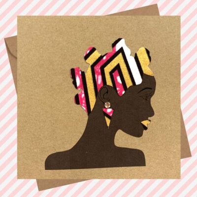Pink gold Bantu knots card