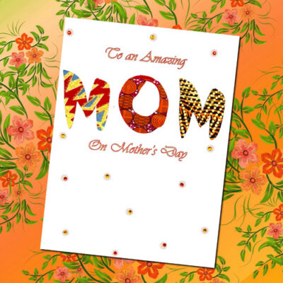 Amazing Mom, vibrant orange Mother’s Day card
