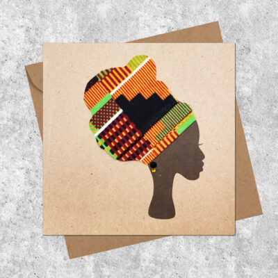 Orange kente high headwrap card