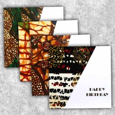 Pack of four cards showcasing the beauty of African print fabric