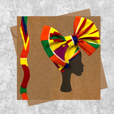 Multi kente bow headwrap card