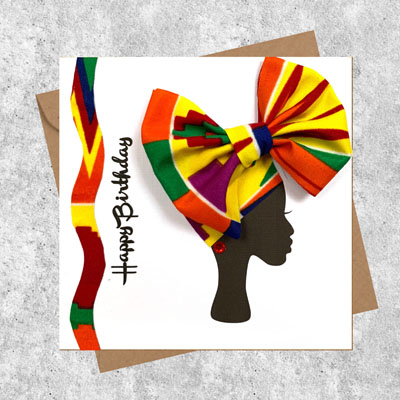 Multi kente bow headwrap card - Image 2