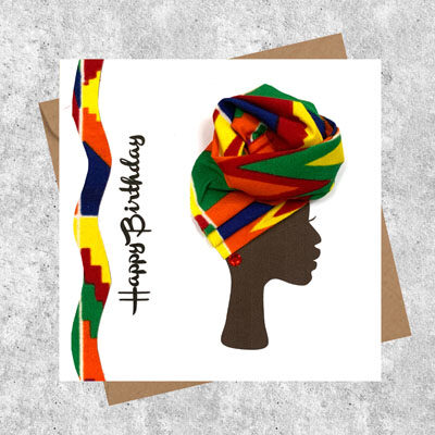 Multi kente front knot headwrap card
