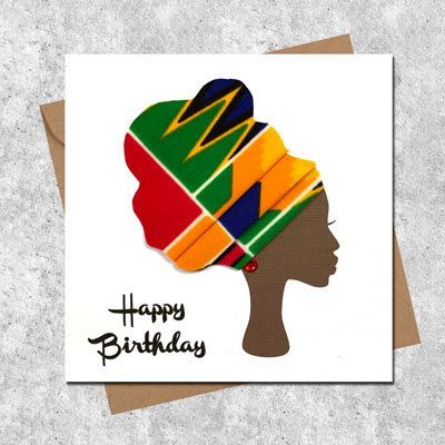 Multi kente high headwrap card