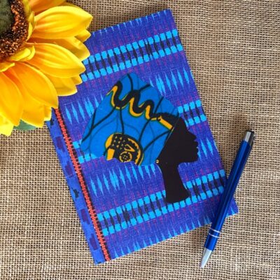 Blue Headwrap woman notebook, LINED pages