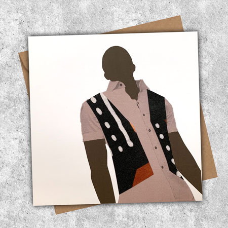 Card for men, in bogolan jacket, shirt and waistcoat - Image 4