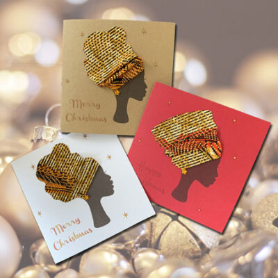 Headwrap woman Christmas card - personalised