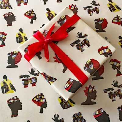 Red Gold Gift wrap paper - 2 sheets