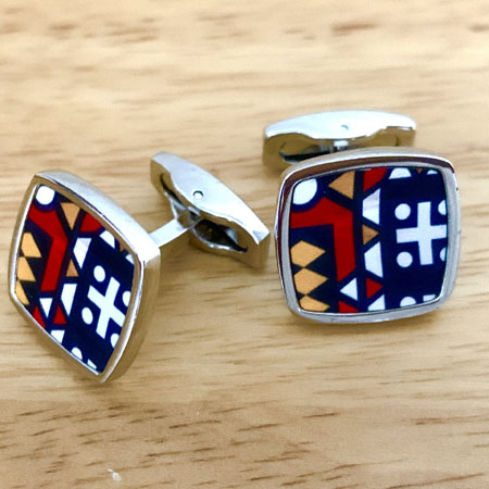 Red black mud cloth cufflinks