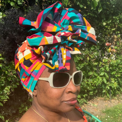 Abstract multi patterned headwrap, with satin lined option