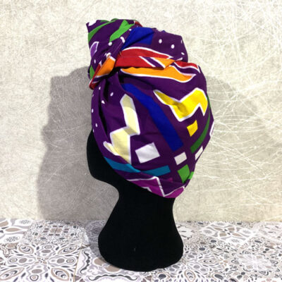 Purple mudcloth headwrap, with satin lined option