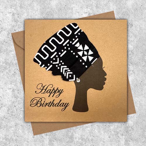 Black and white gele headwrap card