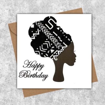 Black & white high headwrap card