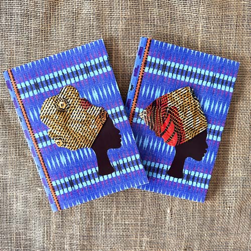 Blue Headwrap woman notebook, LINED pages - Image 7