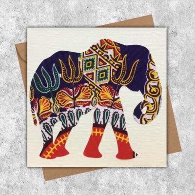 Black orange elephant dashiki card
