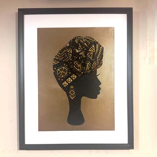 headwrap artwork gold black gold 2 extra big size shower cap, decorated with rainbow headwrap